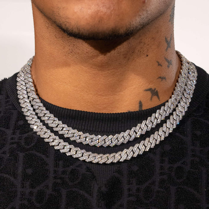 Luxury Iced Out Cuban Link Chain Necklace – Silver or 18K Gold Plated CZ (10–20mm)