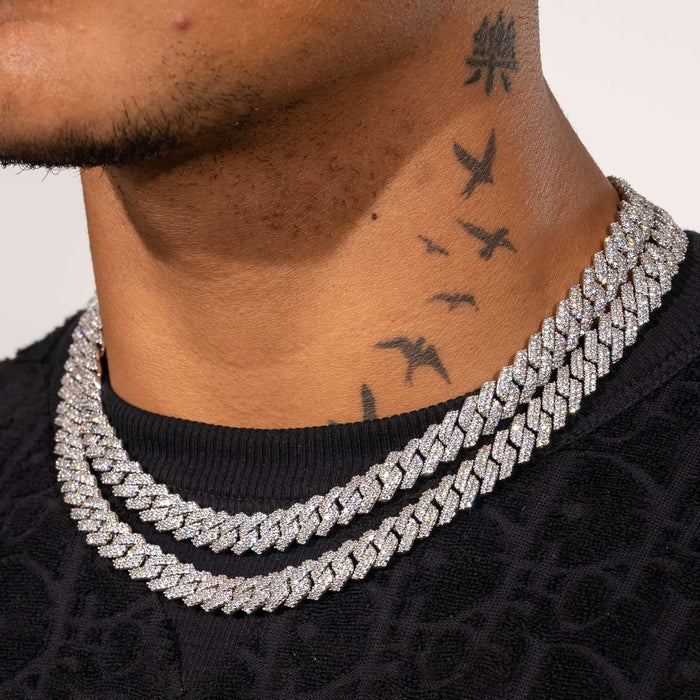 Luxury Iced Out Cuban Link Chain Necklace – Silver or 18K Gold Plated CZ (10–20mm)