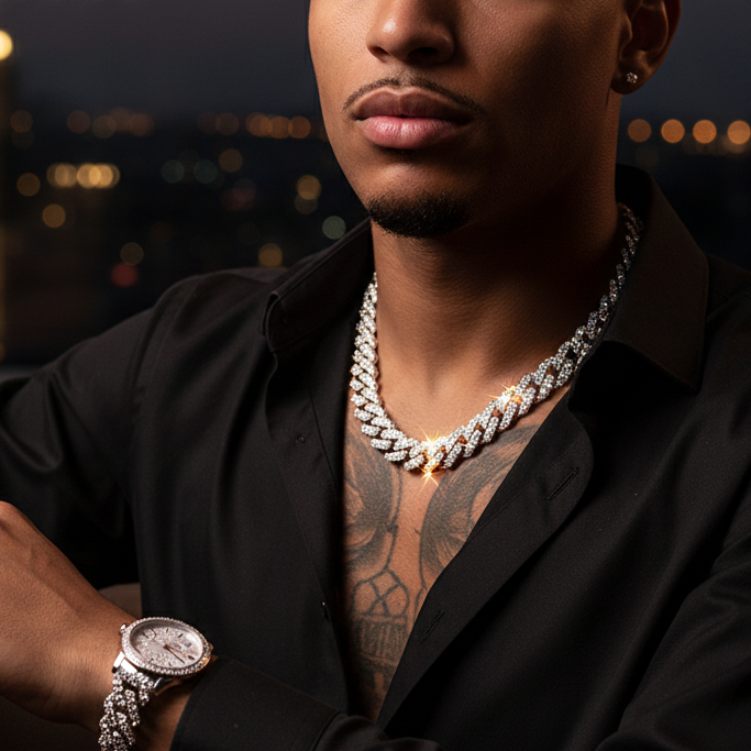 Luxury Iced Out Cuban Link Chain Necklace – Silver or 18K Gold Plated CZ (10–20mm)