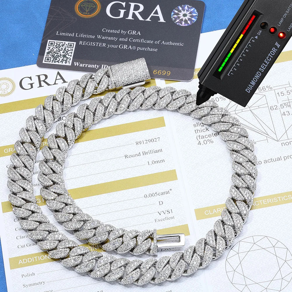 TitanIce 14MM Moissanite Cuban Link Chain – 925 Sterling Silver VVS Edition