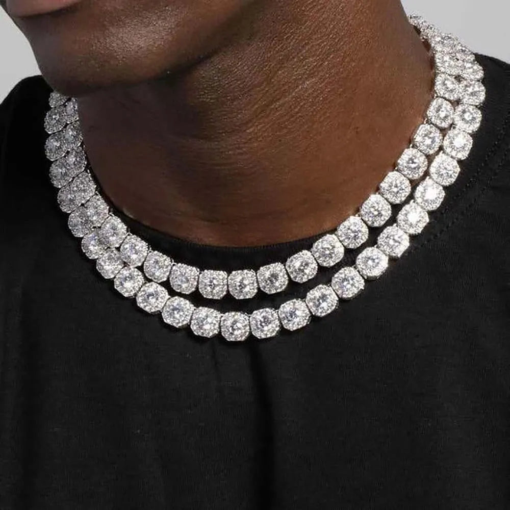 Ice Dominion™ Clustered Tennis Chain Necklace – Iced Zircon Hip Hop Edition