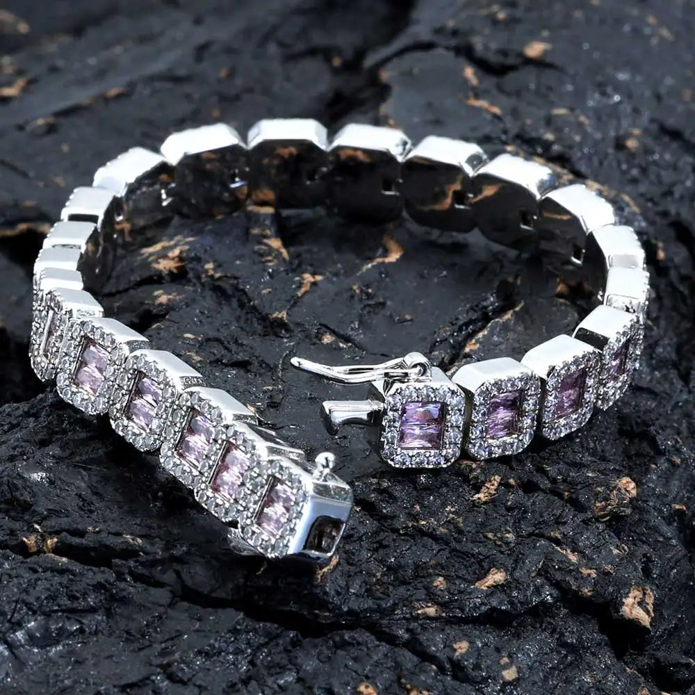 Gold Apex™ 8MM Square Baguette Tennis Bracelet – 18K Gold Plated CZ