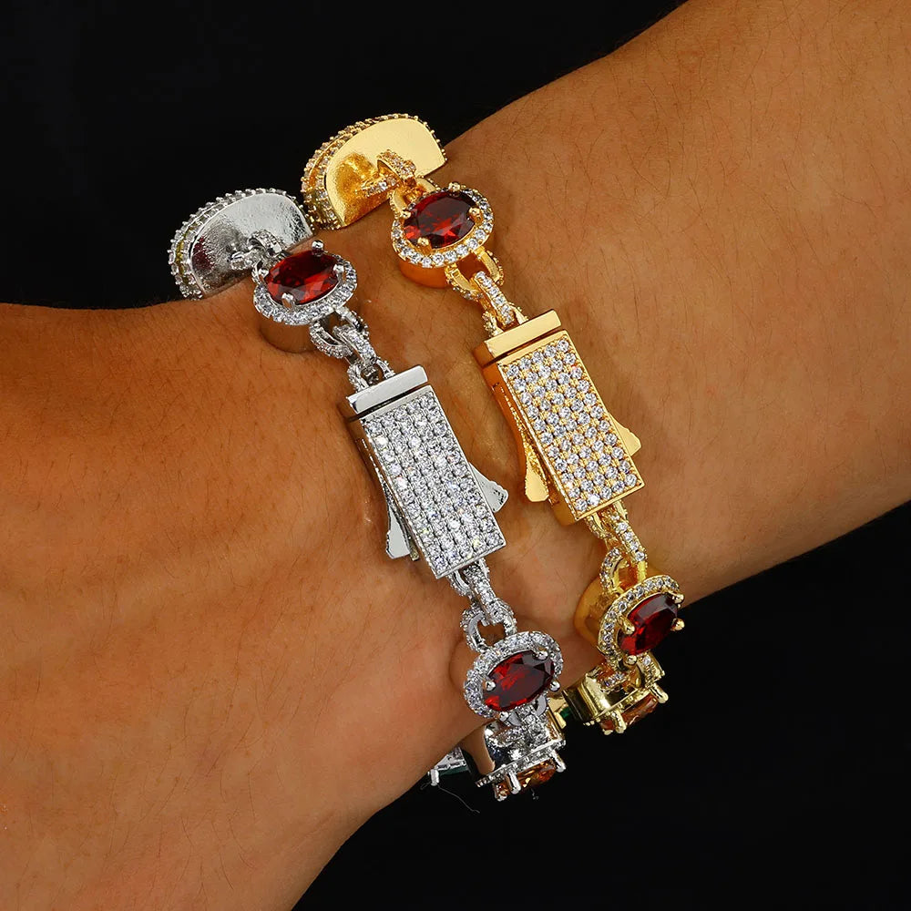 Aurora Luxe™ Multicolor Ruby & Emerald CZ Chain Necklace – 18K Gold Plated