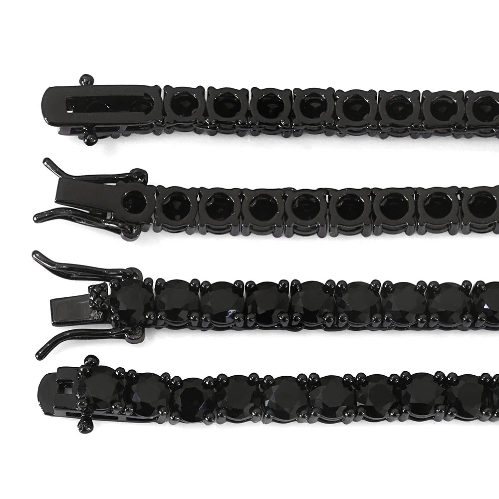 Luxury Iced Out Tennis Bracelet – Black Plated CZ Diamond Statement Jewelry (3mm / 4mm)