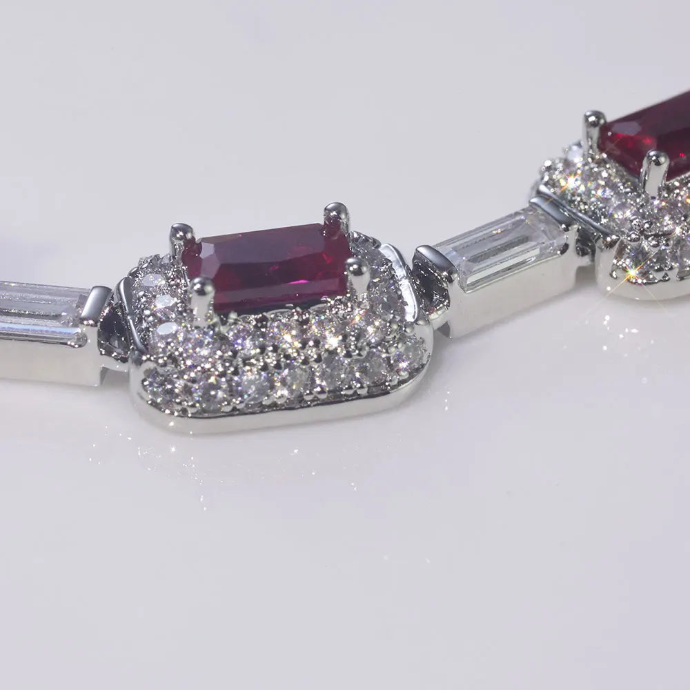 CRIMSON ICE™ Pavé Gemstone Bracelet — Silver Plated Red Diamond Edition