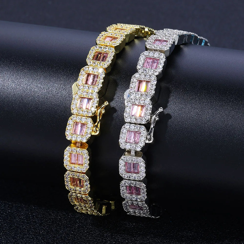 Gold Apex™ 8MM Square Baguette Tennis Bracelet – 18K Gold Plated CZ