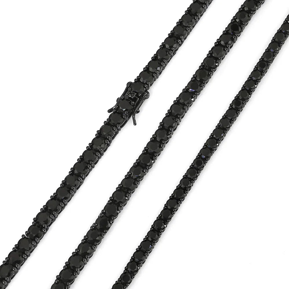 Luxury Iced Out Tennis Bracelet – Black Plated CZ Diamond Statement Jewelry (3mm / 4mm)