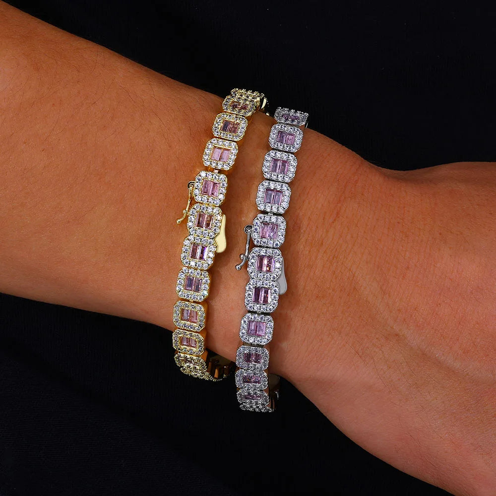 Gold Apex™ 8MM Square Baguette Tennis Bracelet – 18K Gold Plated CZ