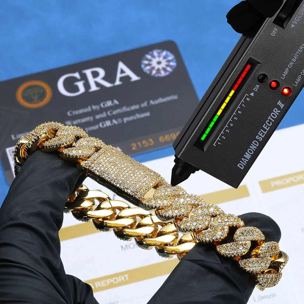 TitanIce 14MM Moissanite Cuban Link Chain – 925 Sterling Silver VVS Edition