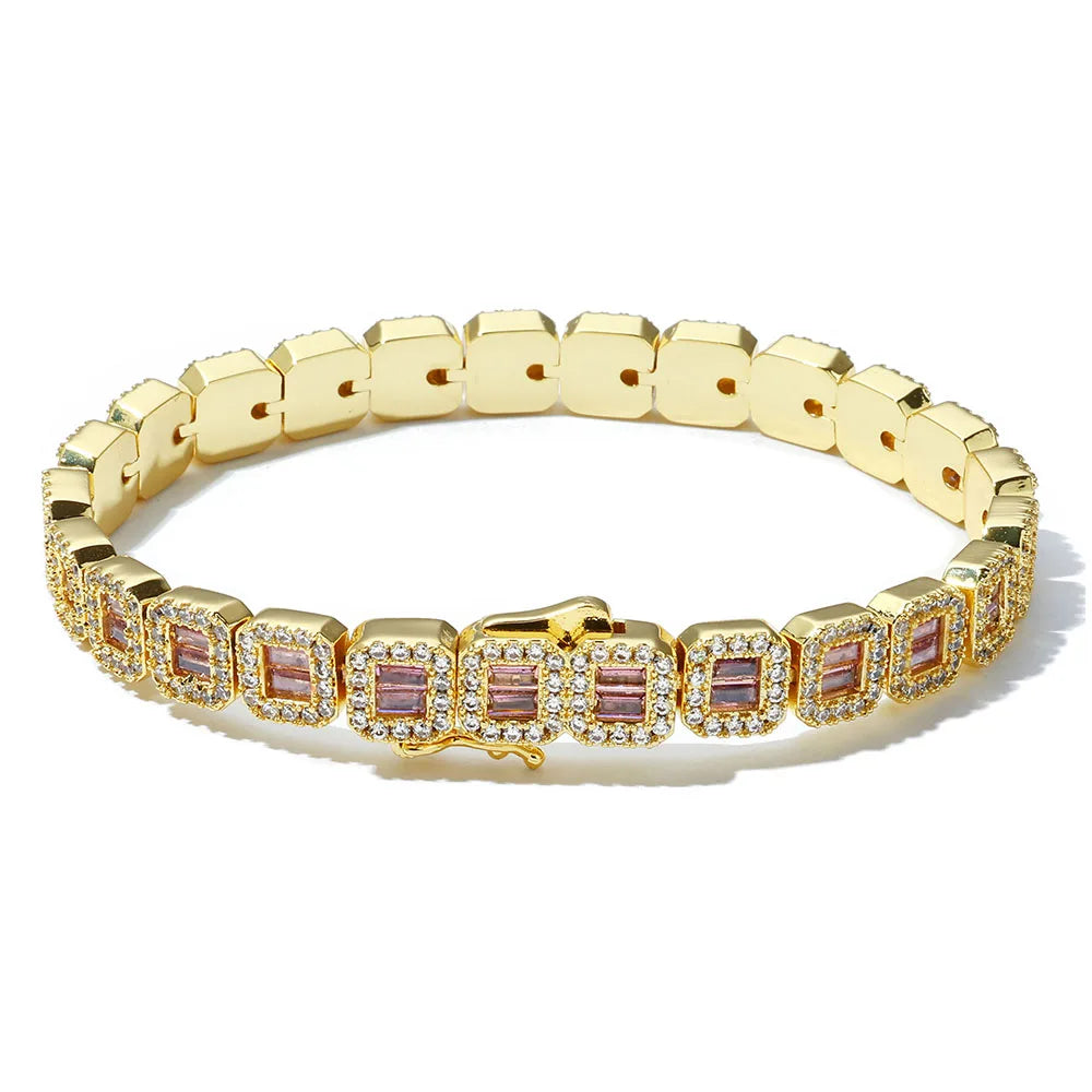 Gold Apex™ 8MM Square Baguette Tennis Bracelet – 18K Gold Plated CZ