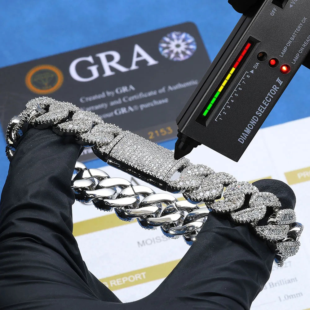 TitanIce 14MM Moissanite Cuban Link Chain – 925 Sterling Silver VVS Edition