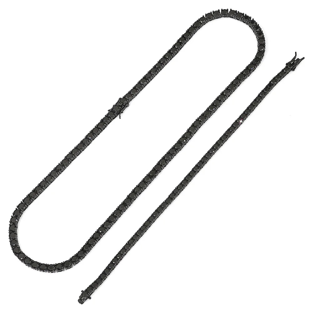 Luxury Iced Out Tennis Bracelet – Black Plated CZ Diamond Statement Jewelry (3mm / 4mm)