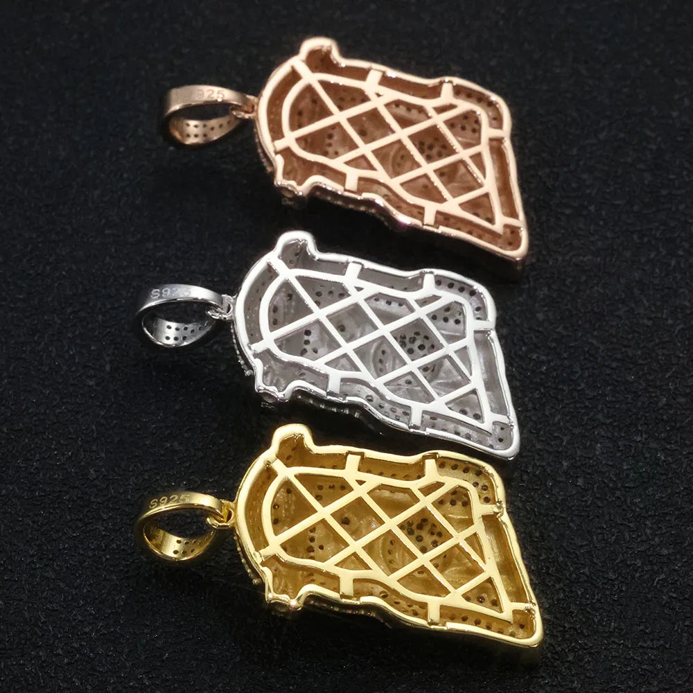 DivineIce Small Jesus Head Moissanite Pendant – 925 Silver 18K Gold Edition