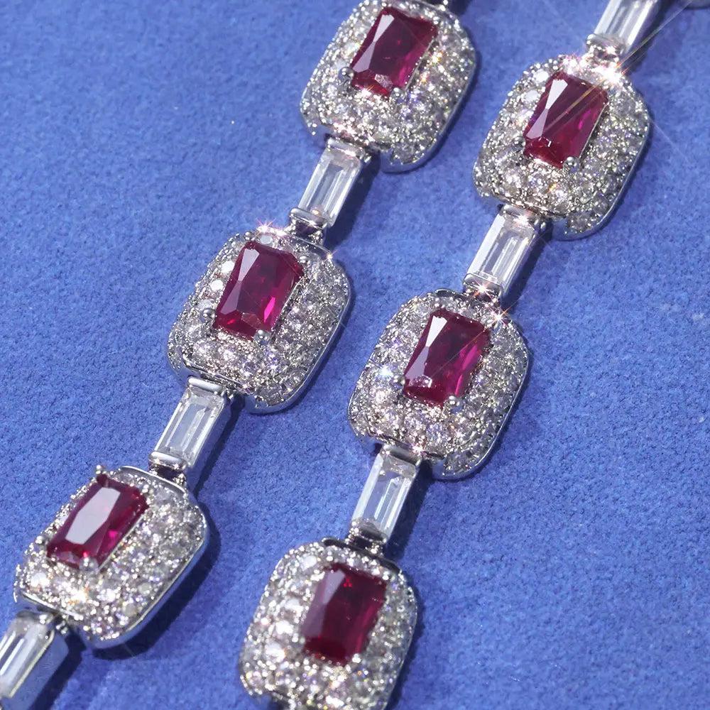 CRIMSON ICE™ Pavé Gemstone Bracelet — Silver Plated Red Diamond Edition
