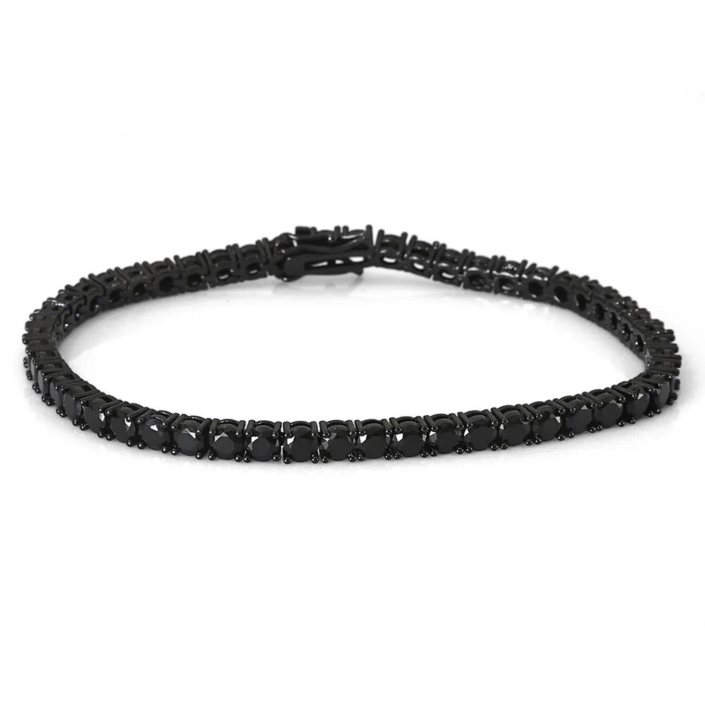 Luxury Iced Out Tennis Bracelet – Black Plated CZ Diamond Statement Jewelry (3mm / 4mm)