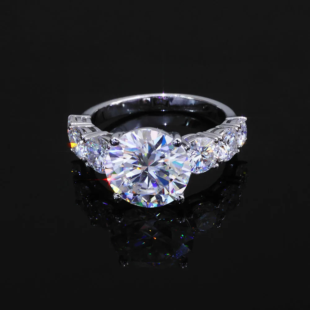 5CT Moissanite Engagement/Statement Ring | 925 Silver, Big Round Cut, VVS Moissanite for Women