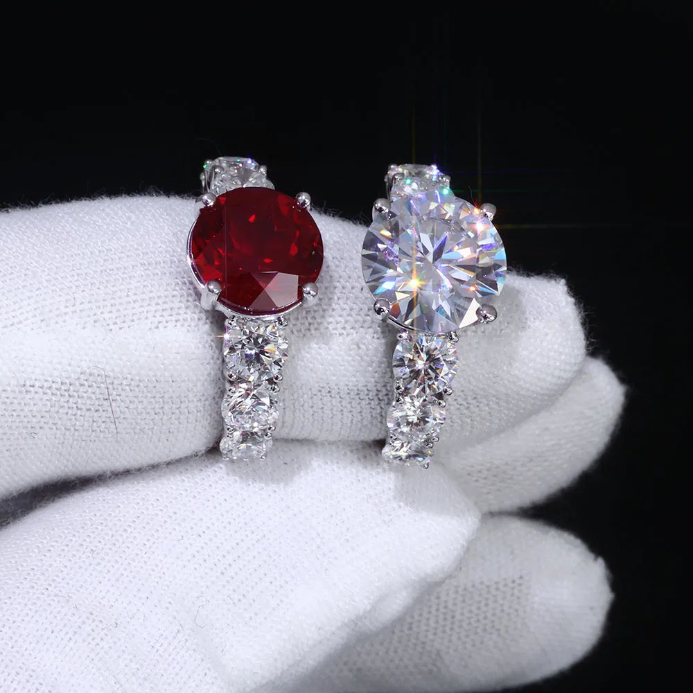 5CT Moissanite Engagement/Statement Ring | 925 Silver, Big Round Cut, VVS Moissanite for Women