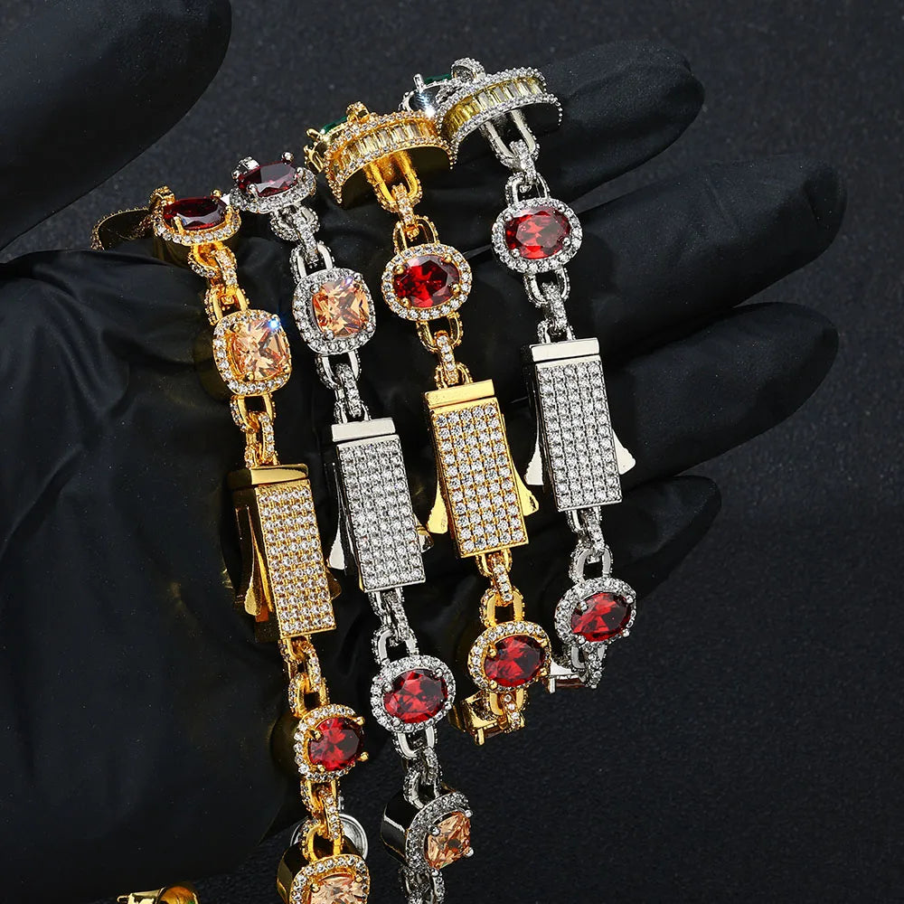 Aurora Luxe™ Multicolor Ruby & Emerald CZ Chain Necklace – 18K Gold Plated