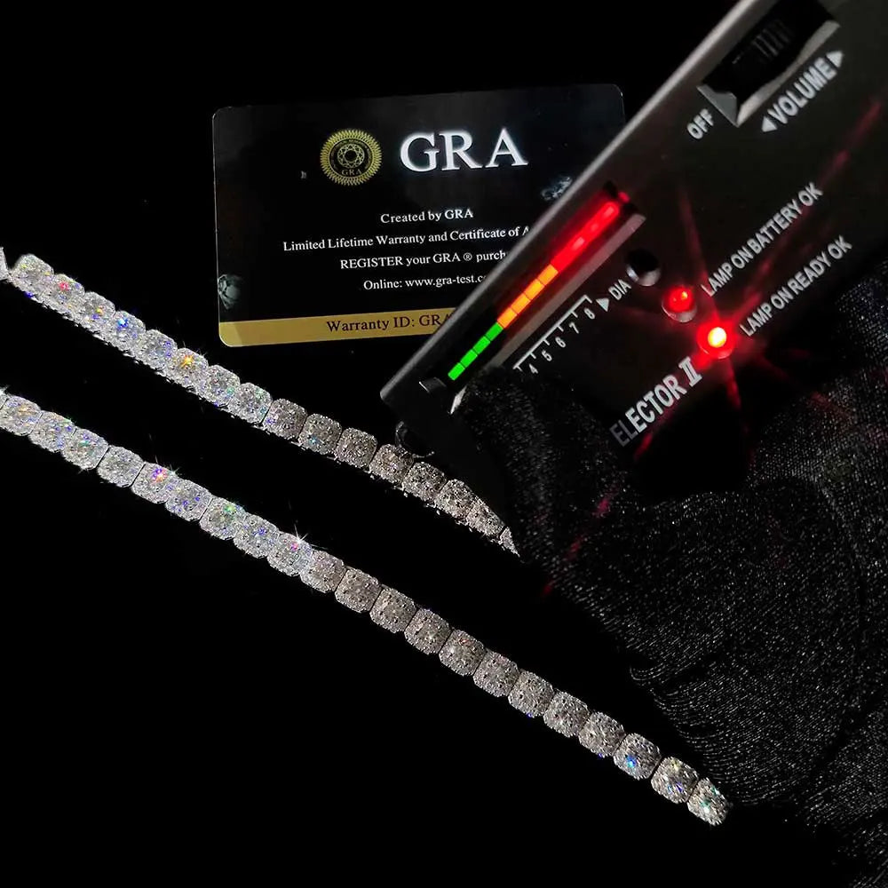 FrostLux 12MM Moissanite Tennis Chain – 925 Sterling Silver VVS Edition