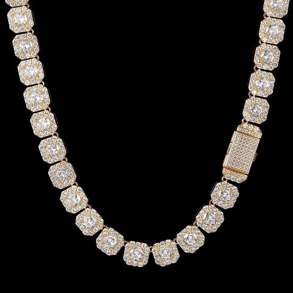 Ice Dominion™ Clustered Tennis Chain Necklace – Iced Zircon Hip Hop Edition