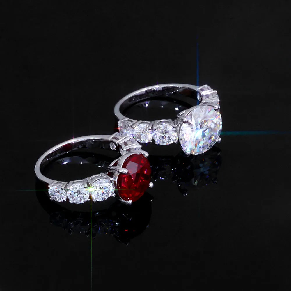 5CT Moissanite Engagement/Statement Ring | 925 Silver, Big Round Cut, VVS Moissanite for Women