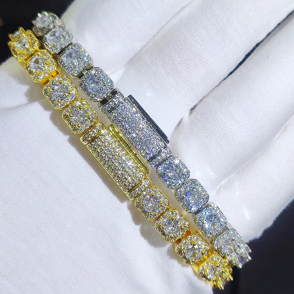 FROST7™ Iced Tennis Bracelet — 7mm Zircon Cluster, 18K Gold Plated
