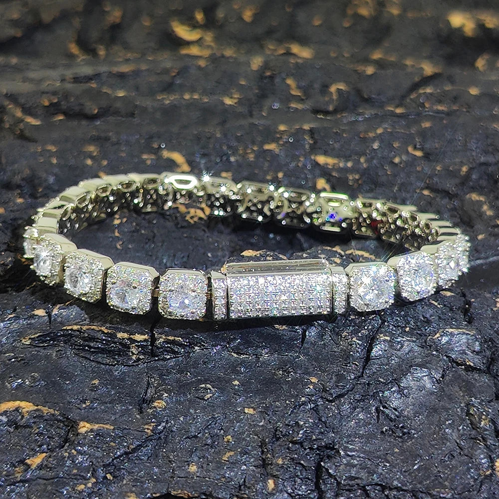 FROST7™ Iced Tennis Bracelet — 7mm Zircon Cluster, 18K Gold Plated