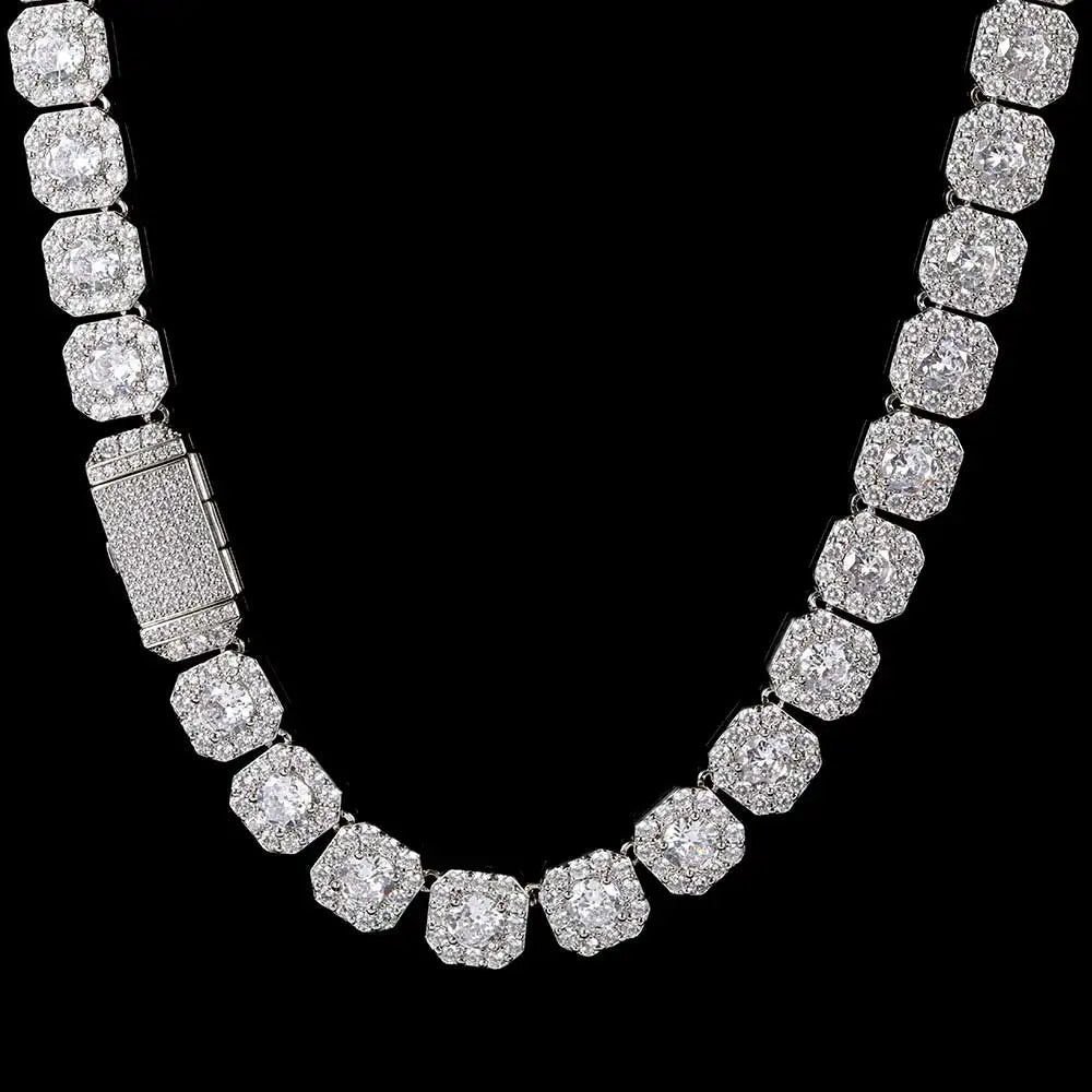 Ice Dominion™ Clustered Tennis Chain Necklace – Iced Zircon Hip Hop Edition